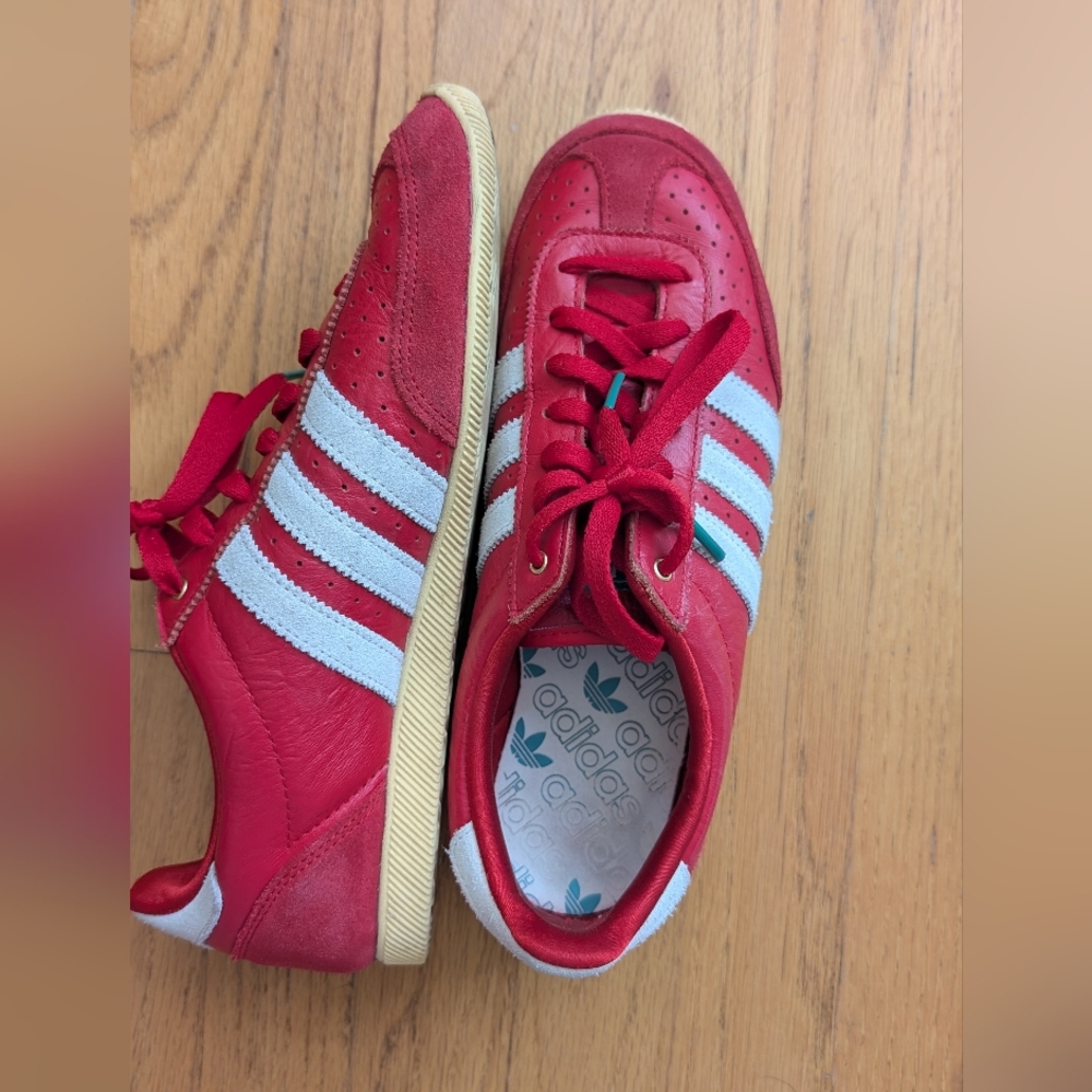 Adidas Red Sneakers with White Stripes